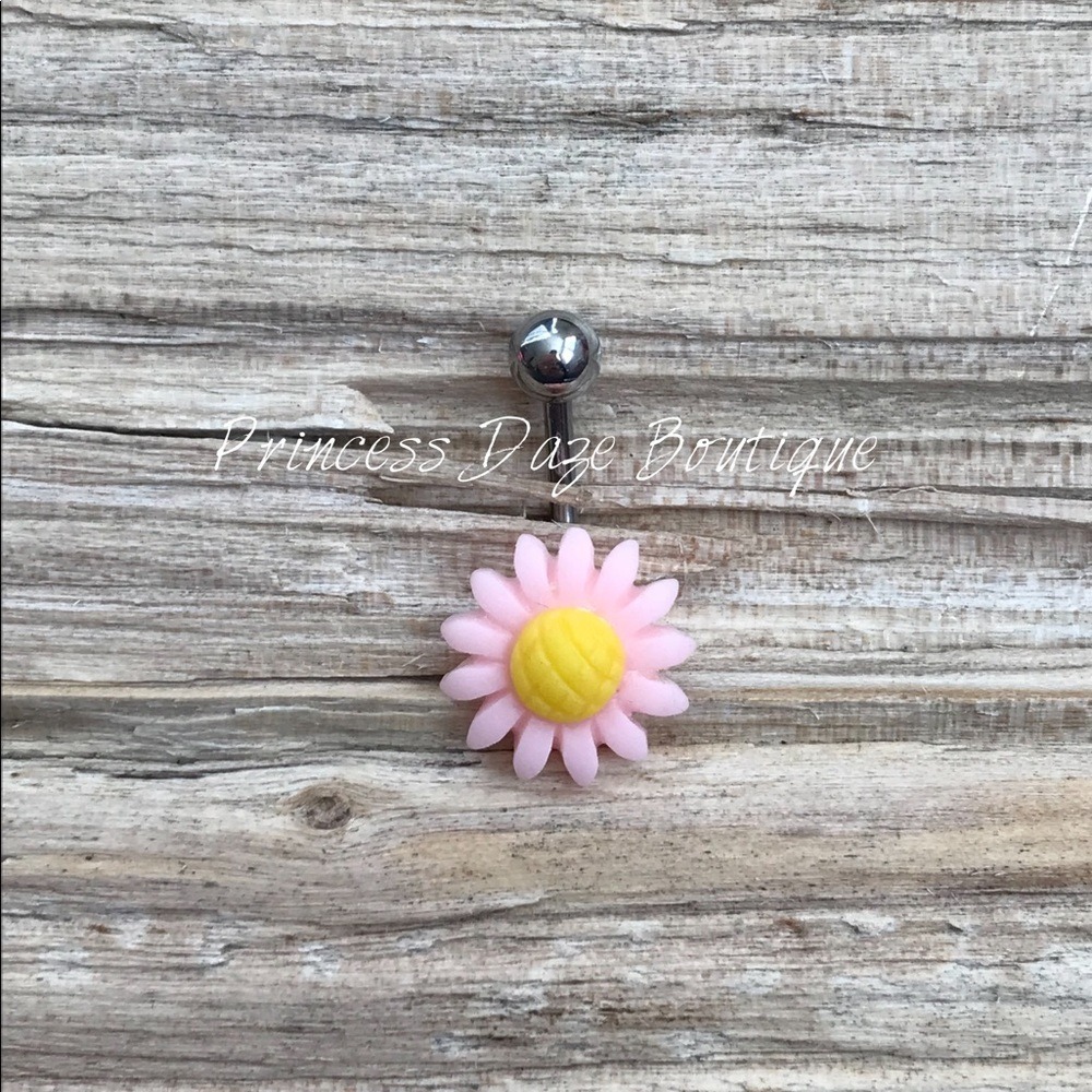 Light Pink Flower Belly Button Ring